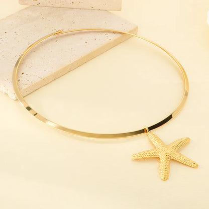 Κολιέ επιχρυσωμένο ατσάλι με αστερία - NE642