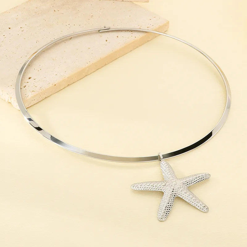 Κολιέ ατσάλι με αστερία - NE643