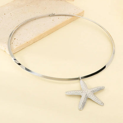 Κολιέ ατσάλι με αστερία - NE643