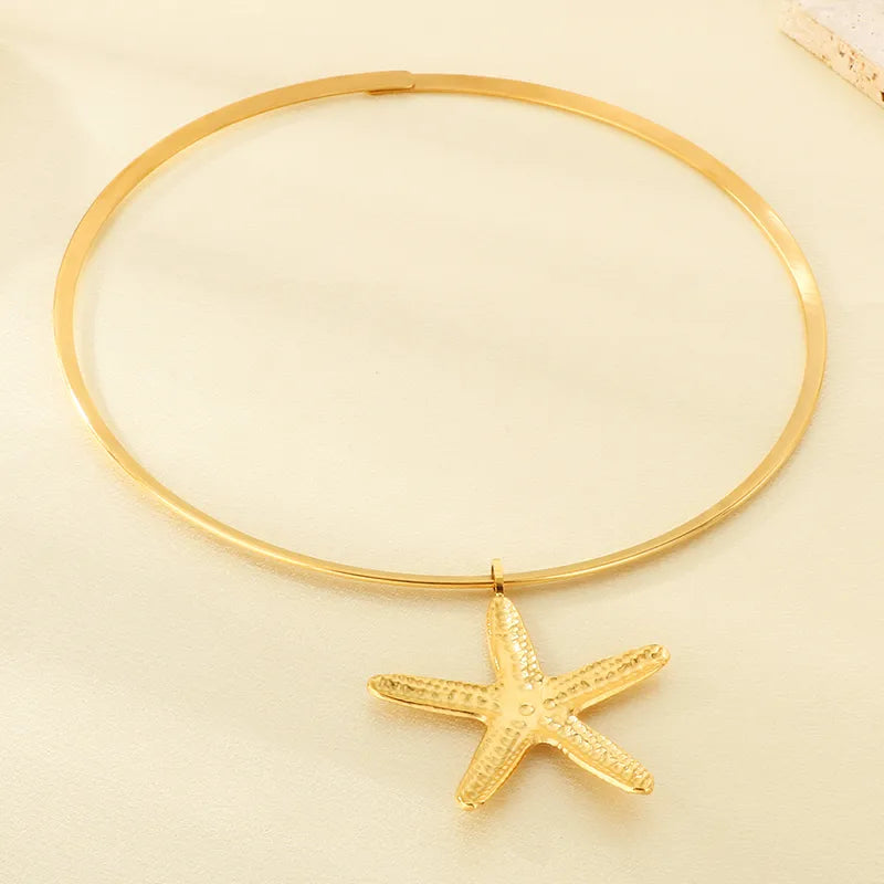 Κολιέ επιχρυσωμένο ατσάλι με αστερία - NE642