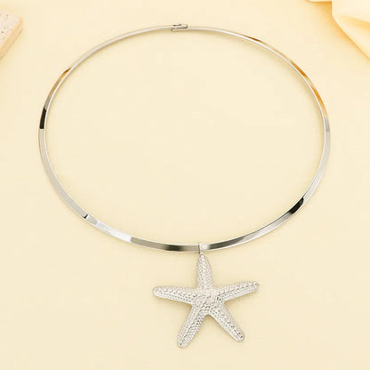 Κολιέ ατσάλι με αστερία - NE643