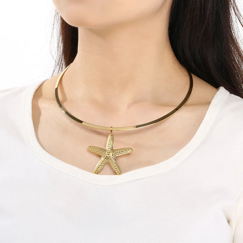 Κολιέ επιχρυσωμένο ατσάλι με αστερία - NE642