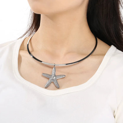 Κολιέ ατσάλι με αστερία - NE643