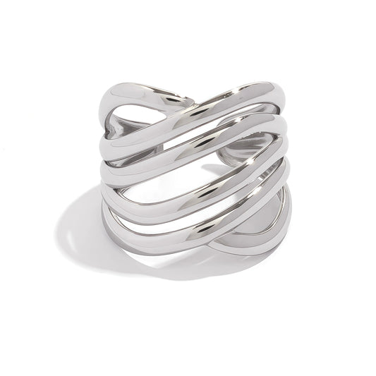 Δαχτυλίδι ατσάλι με καμπύλες-R190