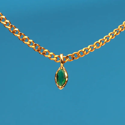 Κολιέ επιχρυσωμένο ατσάλι με δάκρυ zircon-NE009