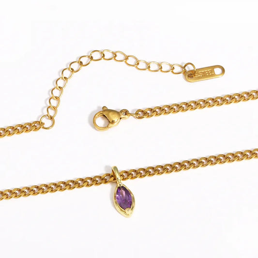 Κολιέ επιχρυσωμένο ατσάλι με δάκρυ zircon-NE009