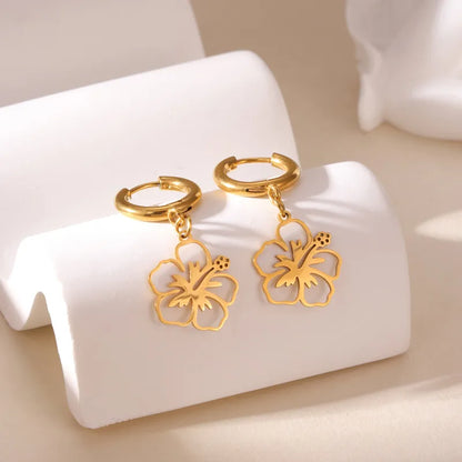 Σκουλαρίκια επιχρυσωμένο ατσάλι λουλούδια - EA781