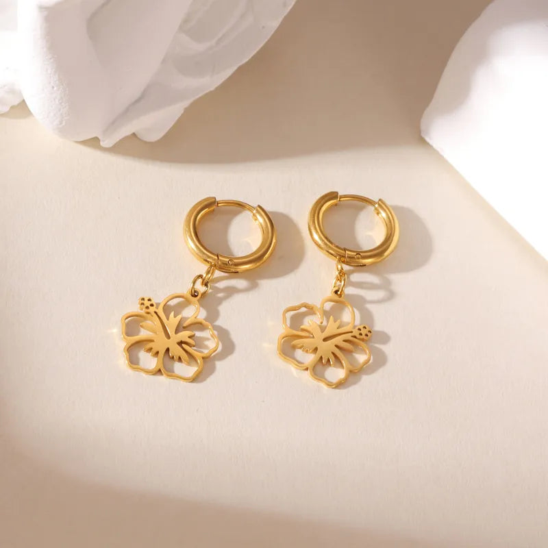 Σκουλαρίκια επιχρυσωμένο ατσάλι λουλούδια - EA781