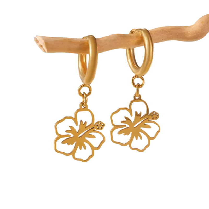 Σκουλαρίκια επιχρυσωμένο ατσάλι λουλούδια - EA781