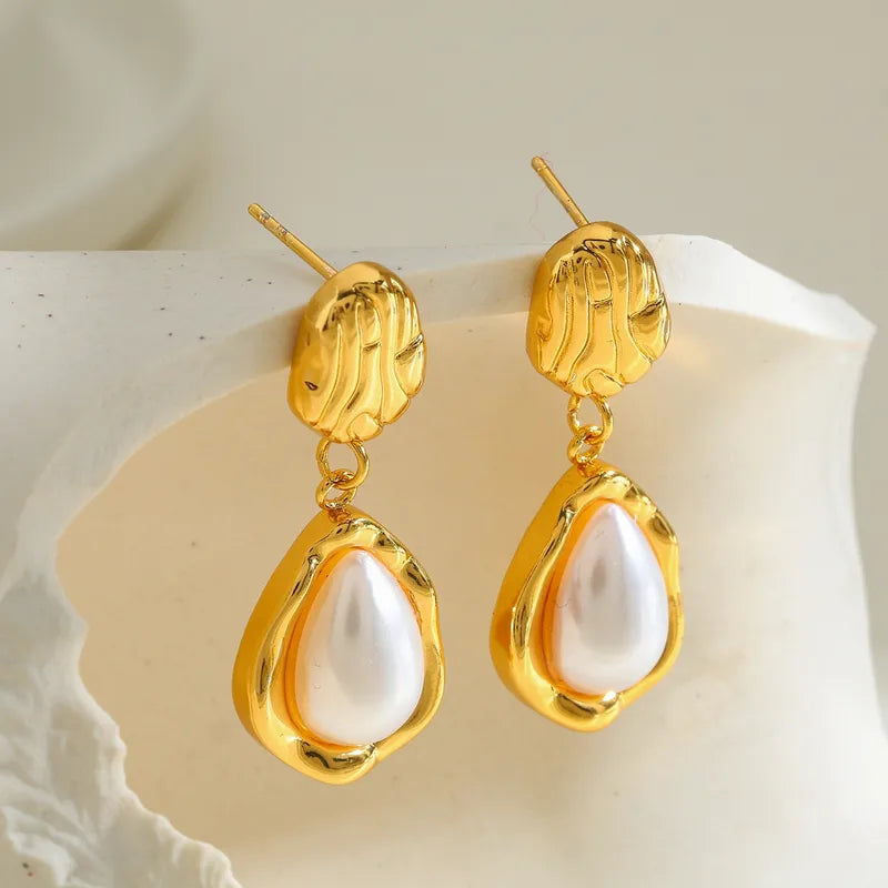 Σκουλαρίκια επιχρυσωμένο ατσάλι με πέρλες -EA647