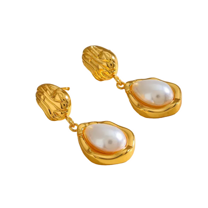 Σκουλαρίκια επιχρυσωμένο ατσάλι με πέρλες -EA647