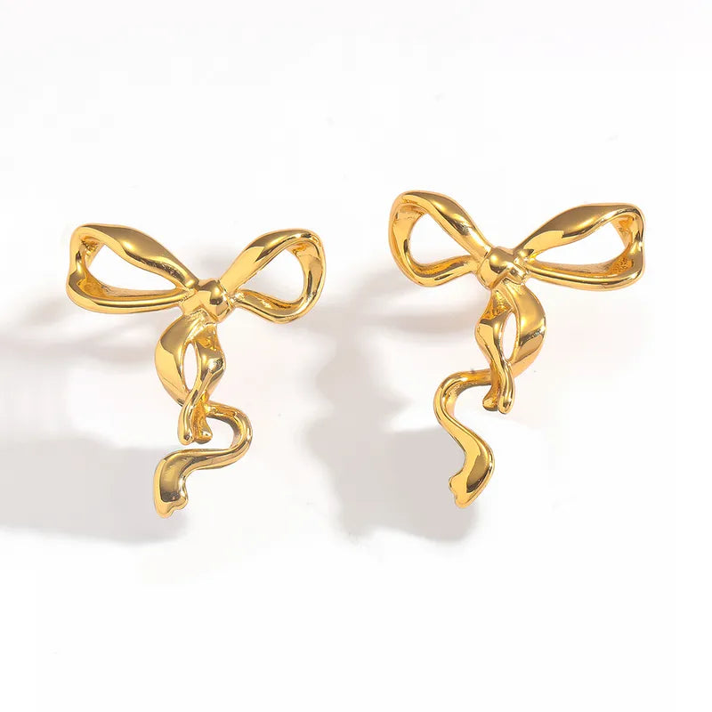 Σκουλαρίκια επιχρυσωμένο ατσάλι φιόγκος-EA673