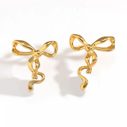 Σκουλαρίκια επιχρυσωμένο ατσάλι φιόγκος-EA673