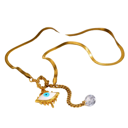 Κολιέ επιχρυσωμένο ατσάλι με μάτι - NE733