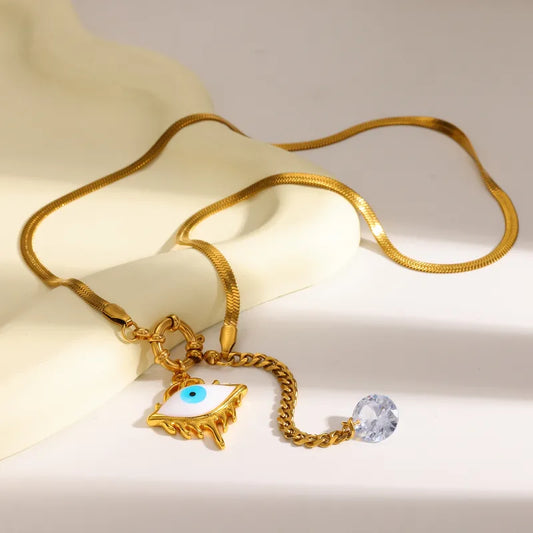 Κολιέ επιχρυσωμένο ατσάλι με μάτι - NE733