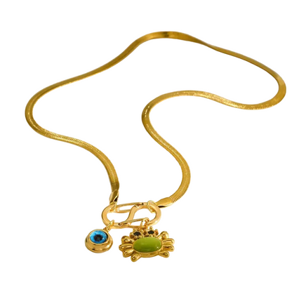 Κολιέ επιχρυσωμένο ατσάλι με καβούρι και μάτι - NE662