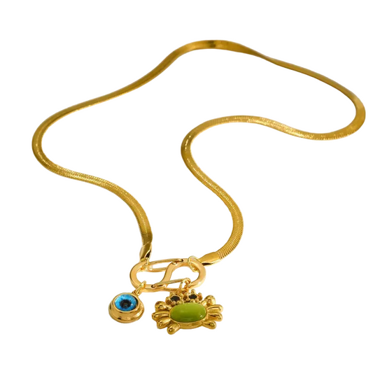 Κολιέ επιχρυσωμένο ατσάλι με καβούρι και μάτι - NE662