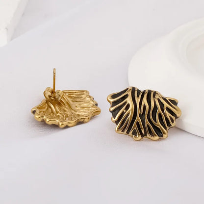 Σκουλαρίκια επιχρυσωμένο ατσάλι με μαύρο- EA697