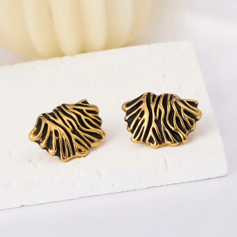 Σκουλαρίκια επιχρυσωμένο ατσάλι με μαύρο- EA697