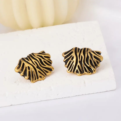 Σκουλαρίκια επιχρυσωμένο ατσάλι με μαύρο- EA697