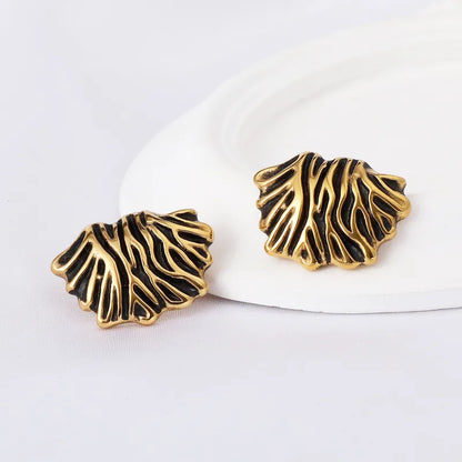 Σκουλαρίκια επιχρυσωμένο ατσάλι με μαύρο- EA697