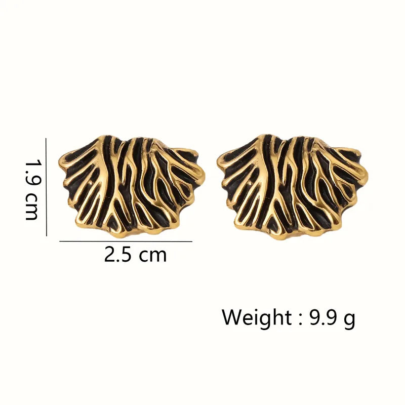 Σκουλαρίκια επιχρυσωμένο ατσάλι με μαύρο- EA697