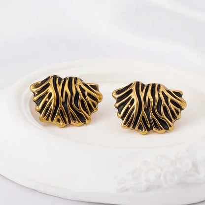 Σκουλαρίκια επιχρυσωμένο ατσάλι με μαύρο- EA697