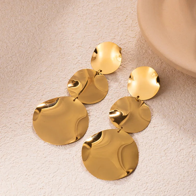 Σκουλαρίκια επιχρυσωμένο ατσάλι στρόγγυλα - EA815