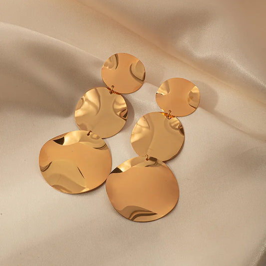 Σκουλαρίκια επιχρυσωμένο ατσάλι στρόγγυλα - EA815