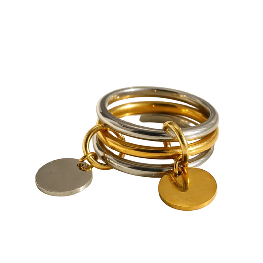 Δαχτυλίδι επιχρυσωμένο ατσάλι τριπλό-R133