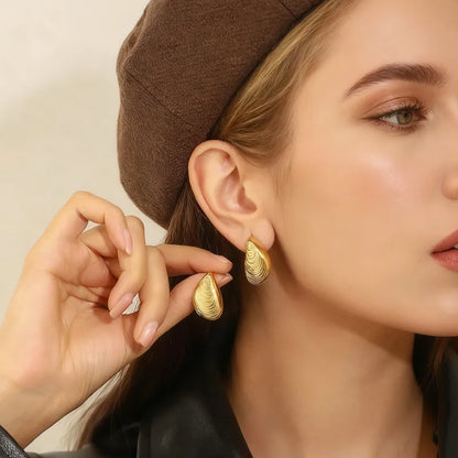 Σκουλαρίκια επιχρυσωμένο ατσάλι με κοχύλι - EA800