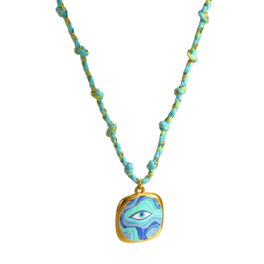 Κολιέ επιχρυσωμένο ατσάλι και σχοινί με μάτι - NE710