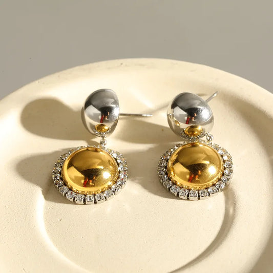 Σκουλαρίκια επιχρυσωμένο ατσάλι διπλά με zircon - EA807