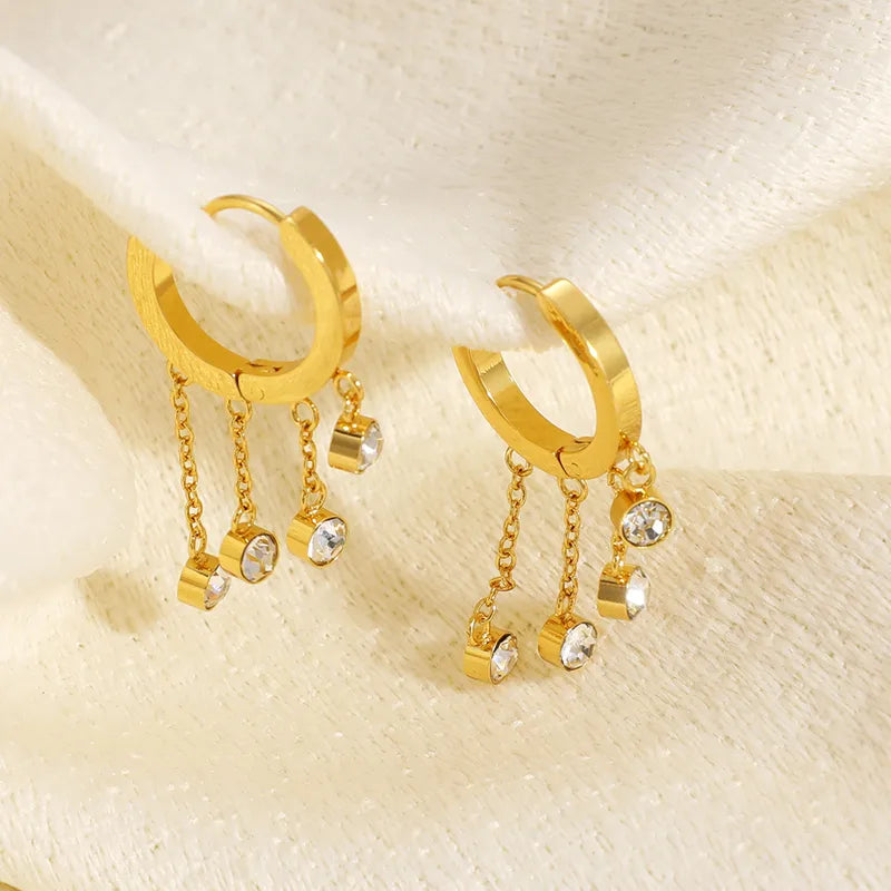 Σκουλαρίκια επιχρυσωμένο ατσάλι με κρύσταλλα-EA196