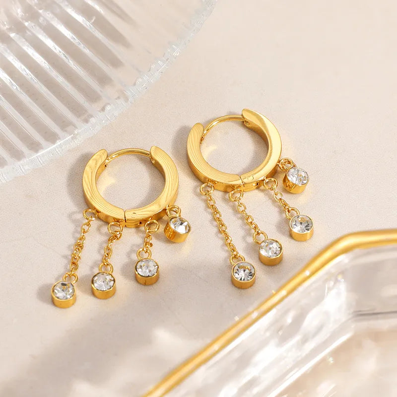 Σκουλαρίκια επιχρυσωμένο ατσάλι με κρύσταλλα-EA196