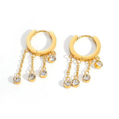 Σκουλαρίκια επιχρυσωμένο ατσάλι με κρύσταλλα-EA196