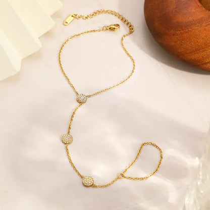 Βραχιόλι επιχρυσωμένο ατσάλι αλυσίδα με στρας -  BR503