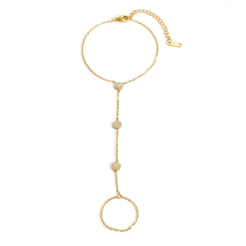 Βραχιόλι επιχρυσωμένο ατσάλι αλυσίδα με στρας -  BR503