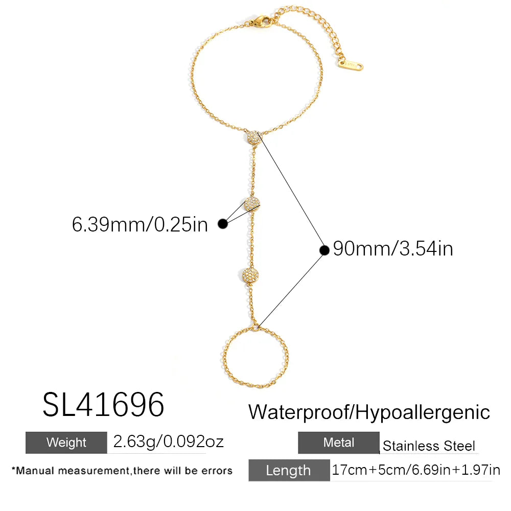 Βραχιόλι επιχρυσωμένο ατσάλι αλυσίδα με στρας -  BR503