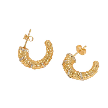 Cercei din oțel auriu cu zirconi mici - EA135