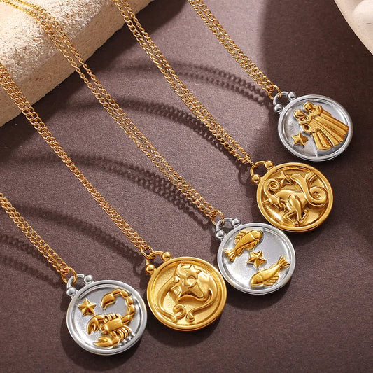 Κολιέ επιχρυσωμένο ατσάλι με τα ζώδια-NE507