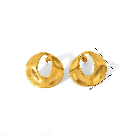 Earrings gilded steel with hole in the middle-ea632