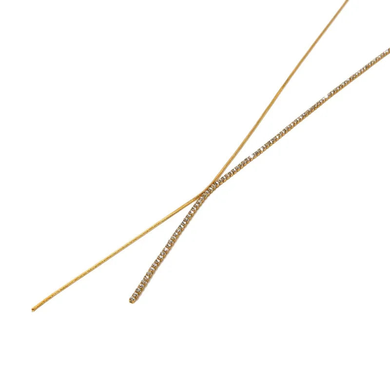 Κολιέ επιχρυσωμένο ατσάλι μακρύ με zircon - NE711
