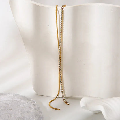 Κολιέ επιχρυσωμένο ατσάλι μακρύ με zircon - NE711