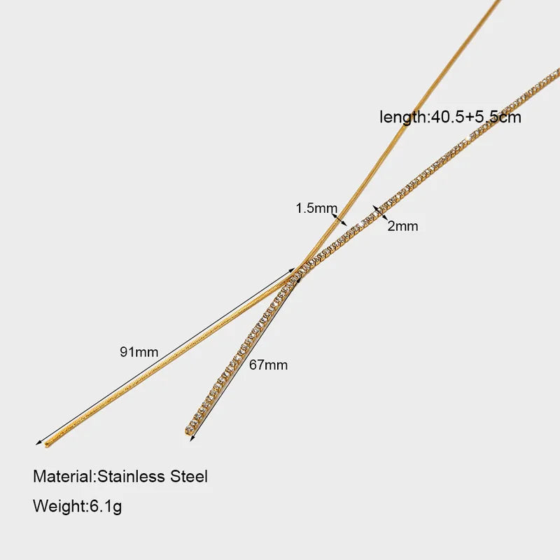 Κολιέ επιχρυσωμένο ατσάλι μακρύ με zircon - NE711