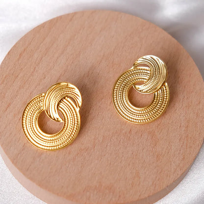 Σκουλαρίκια επιχρυσωμένο ατσάλι στρόγγυλα - EA696