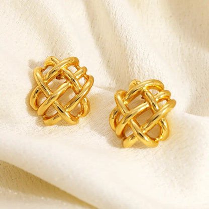 Σκουλαρίκια επιχρυσωμένο ατσάλι με πλέξη-EA123