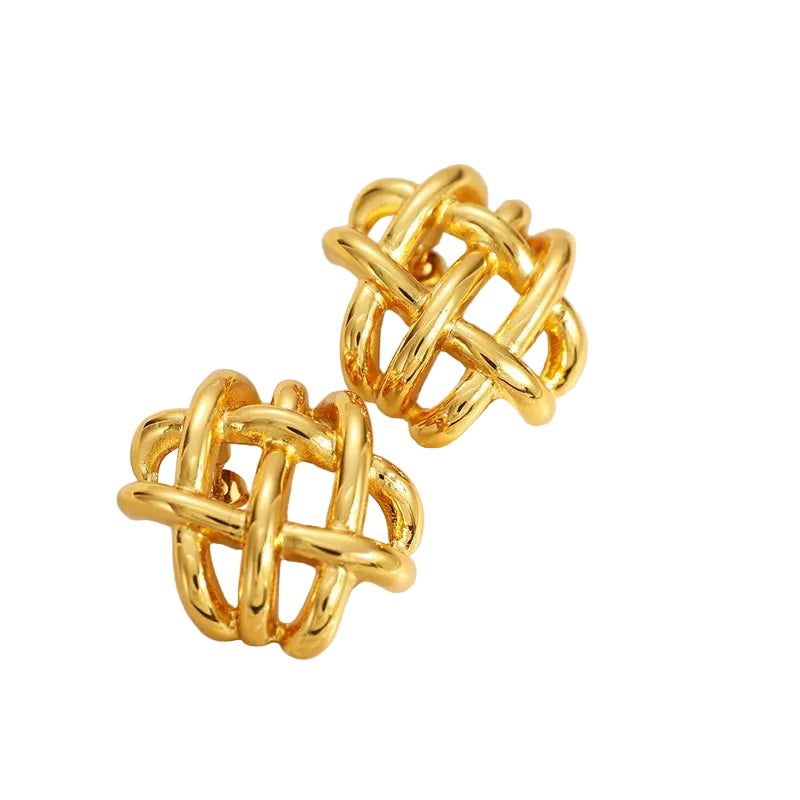 Σκουλαρίκια επιχρυσωμένο ατσάλι με πλέξη-EA123