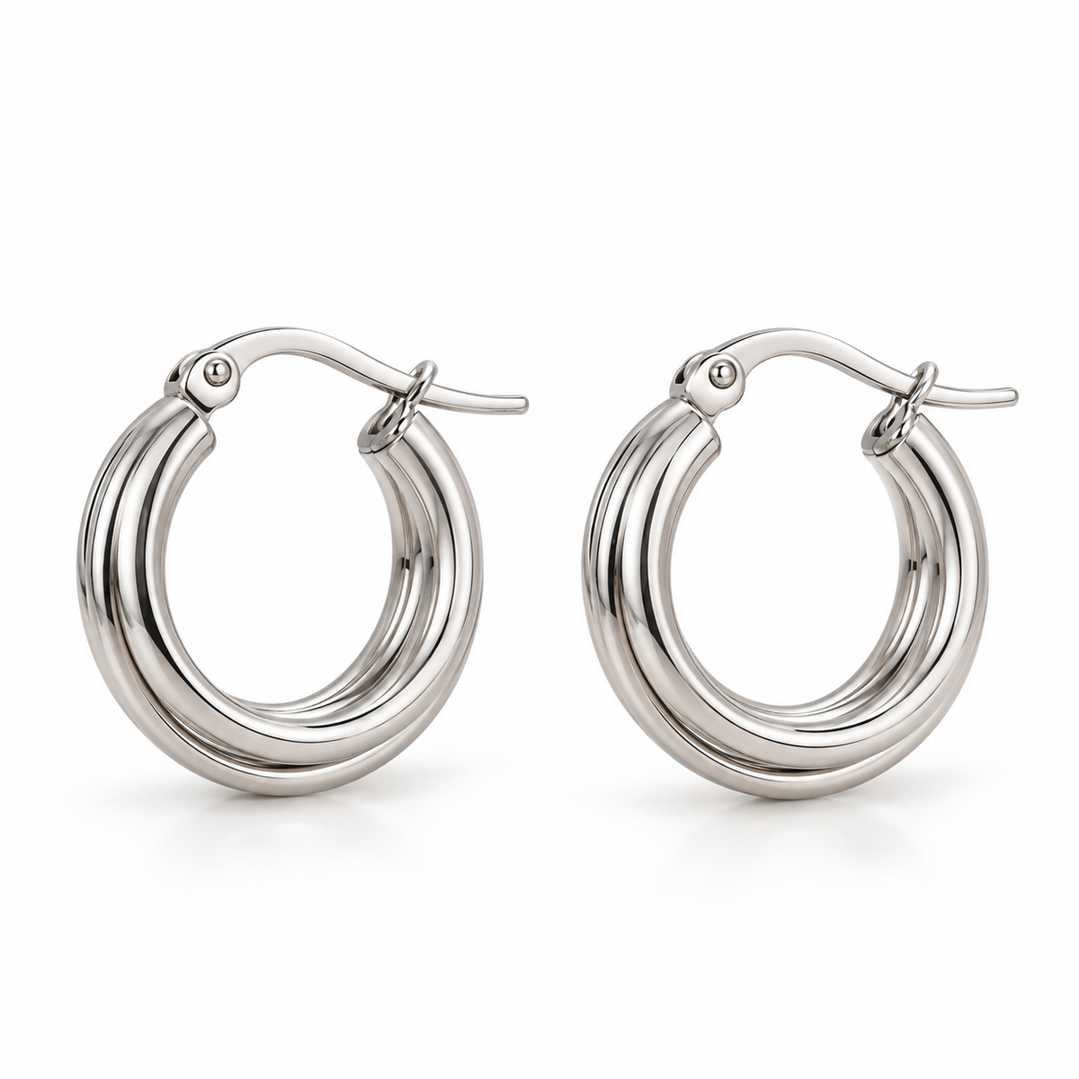 Gold steel earrings with brown stones - EA320