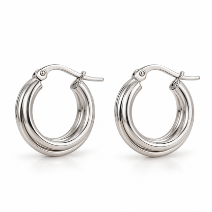 Gold steel earrings with brown stones - EA320